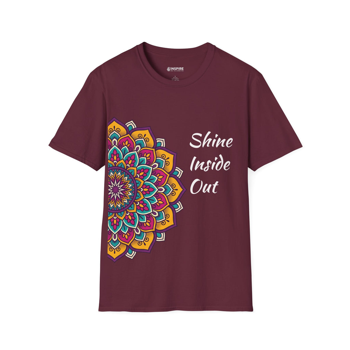 Mandala Half-Print T-Shirt — Colorful Boho Graphic Tee