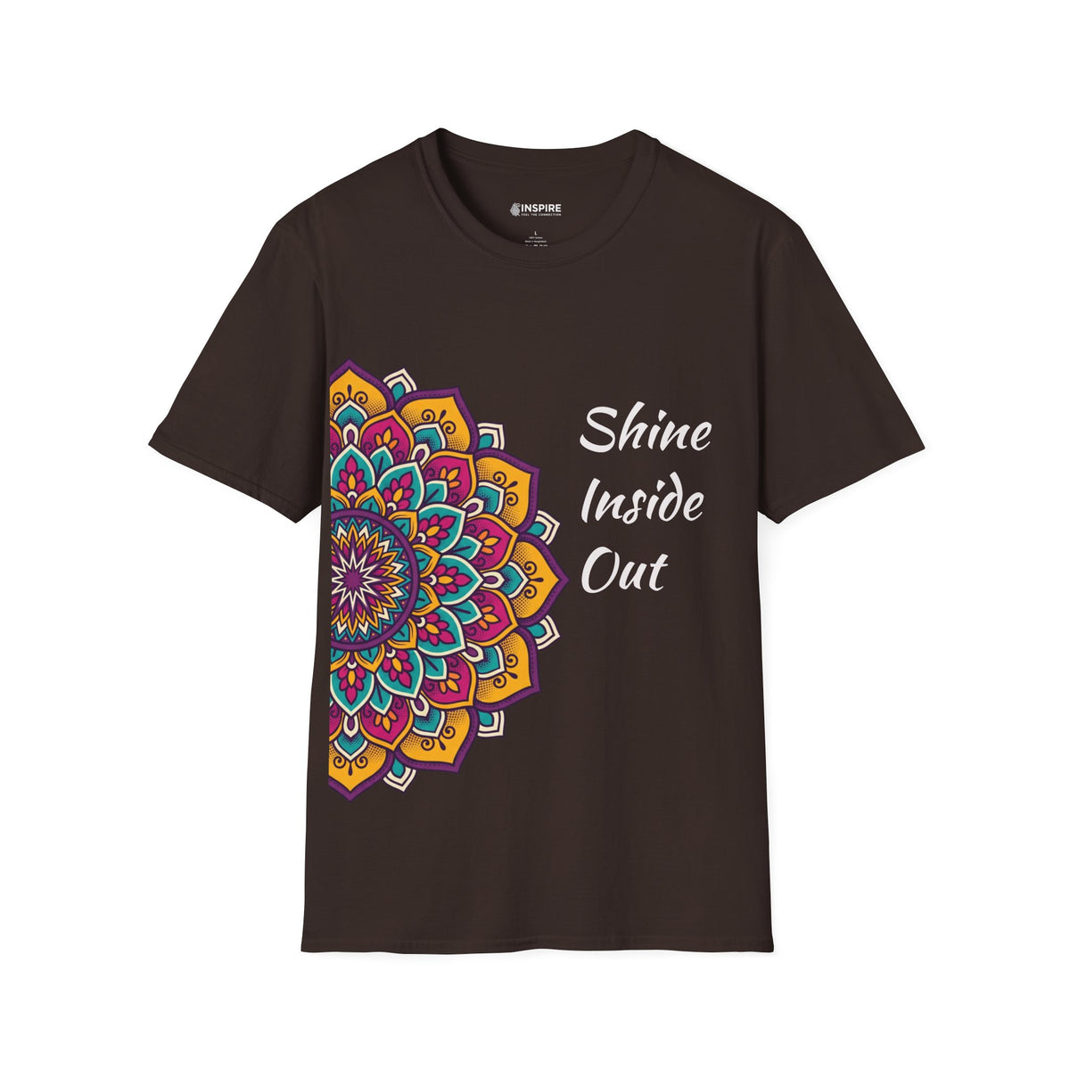 Mandala Half-Print T-Shirt — Colorful Boho Graphic Tee