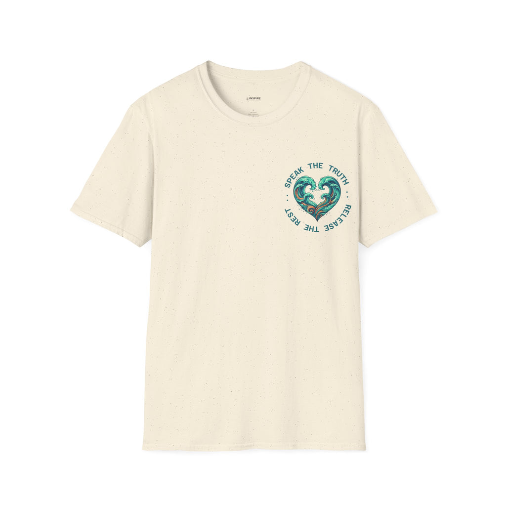 T-Shirt — "Speak the Truth, Ease the Rest" Heart Wave Graphic
