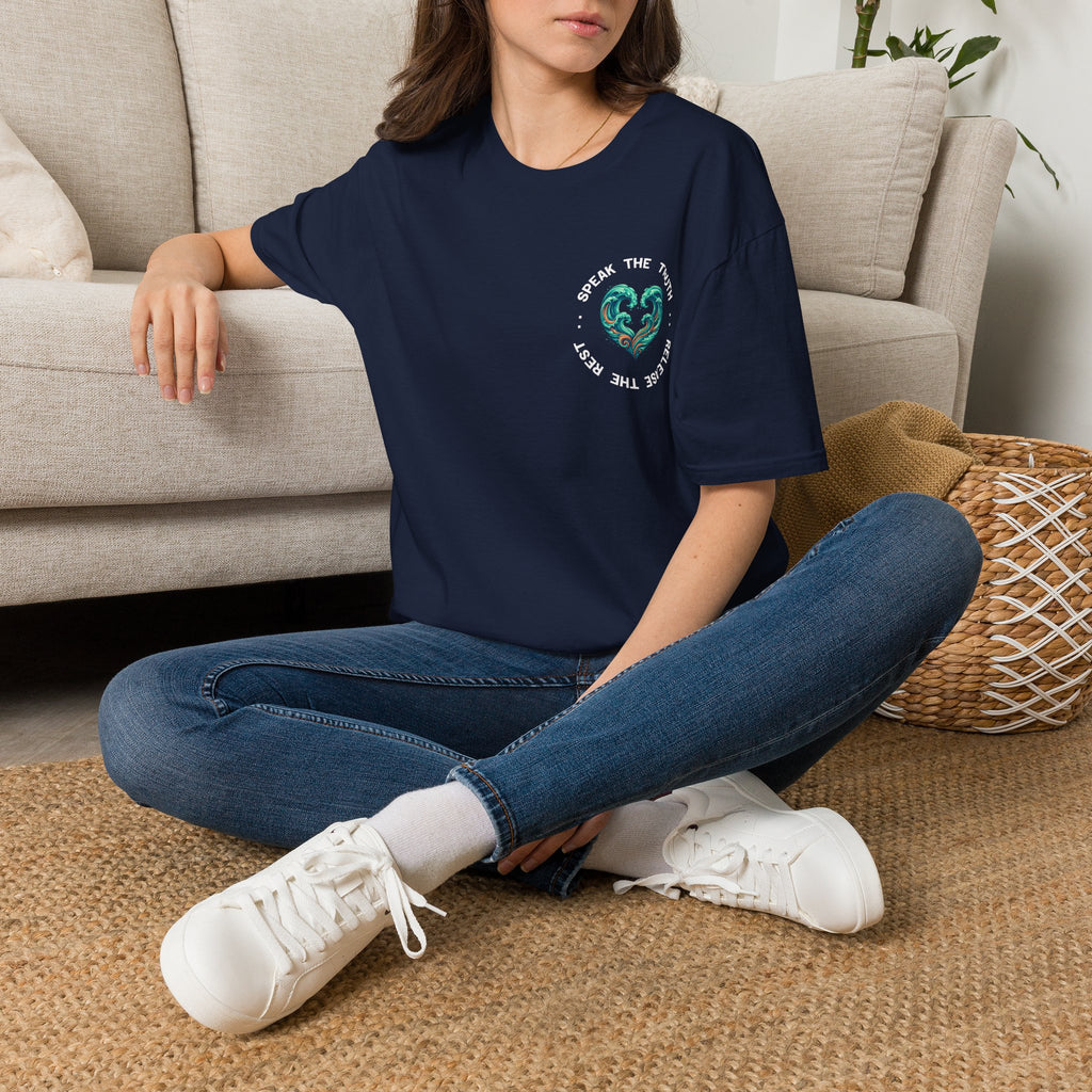 T-Shirt — "Speak the Truth, Ease the Rest" Heart Wave Graphic