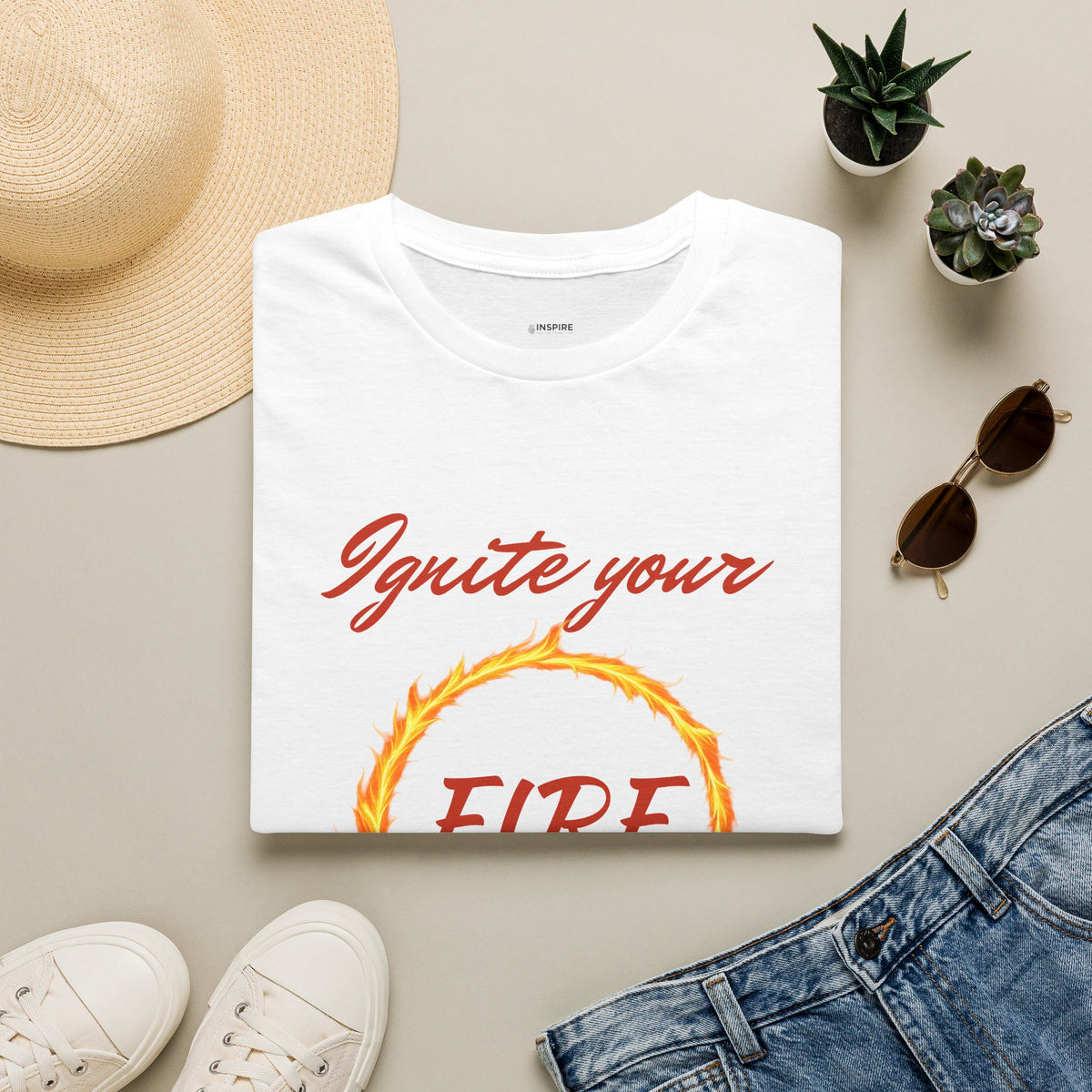 Ignite Your Fire T-Shirt — Motivational Flame Graphic Tee