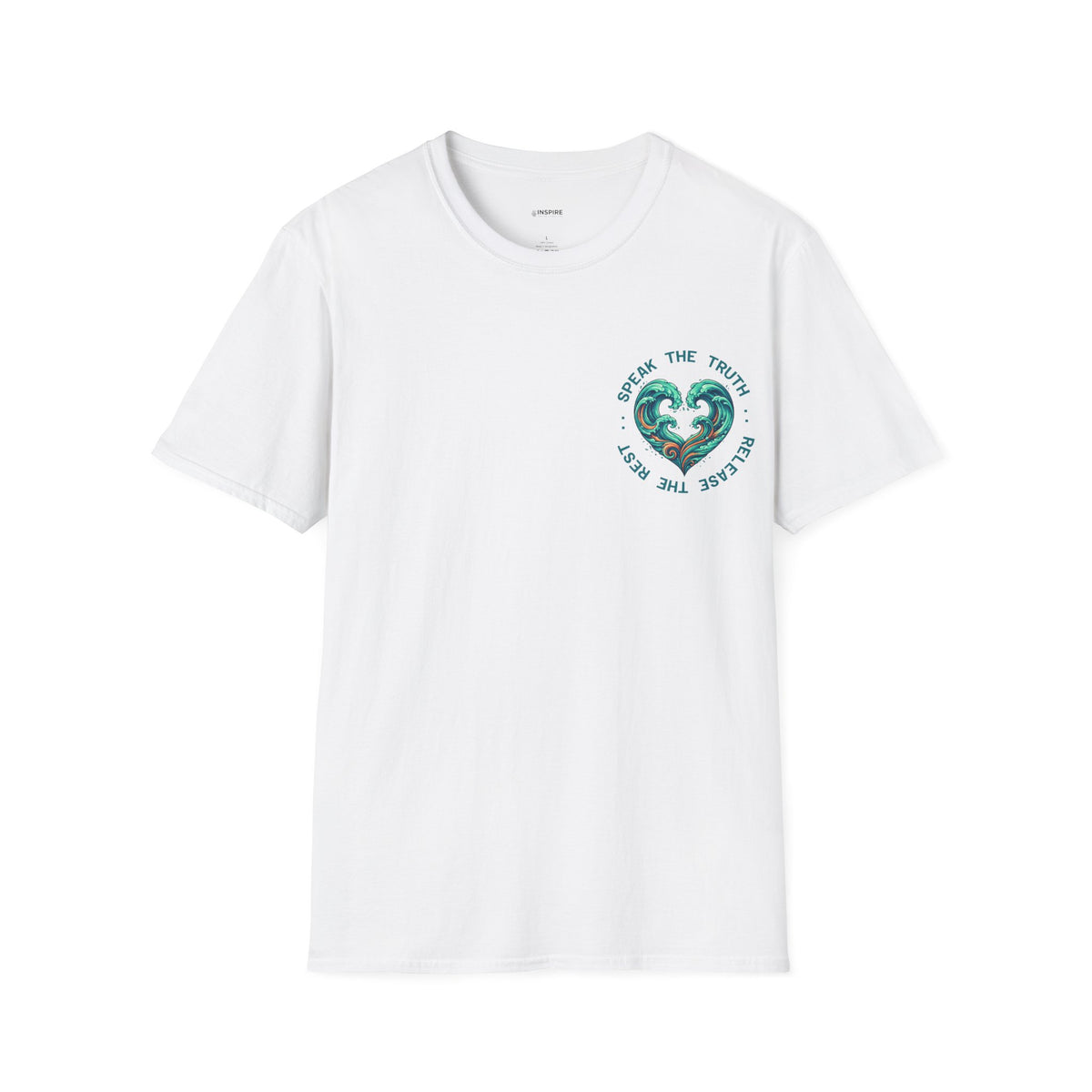 T-Shirt — "Speak the Truth, Ease the Rest" Heart Wave Graphic