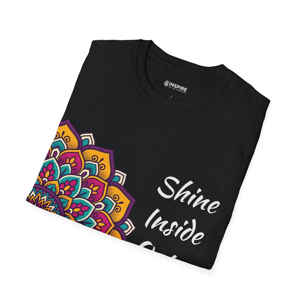 Mandala Half-Print T-Shirt — Colorful Boho Graphic Tee