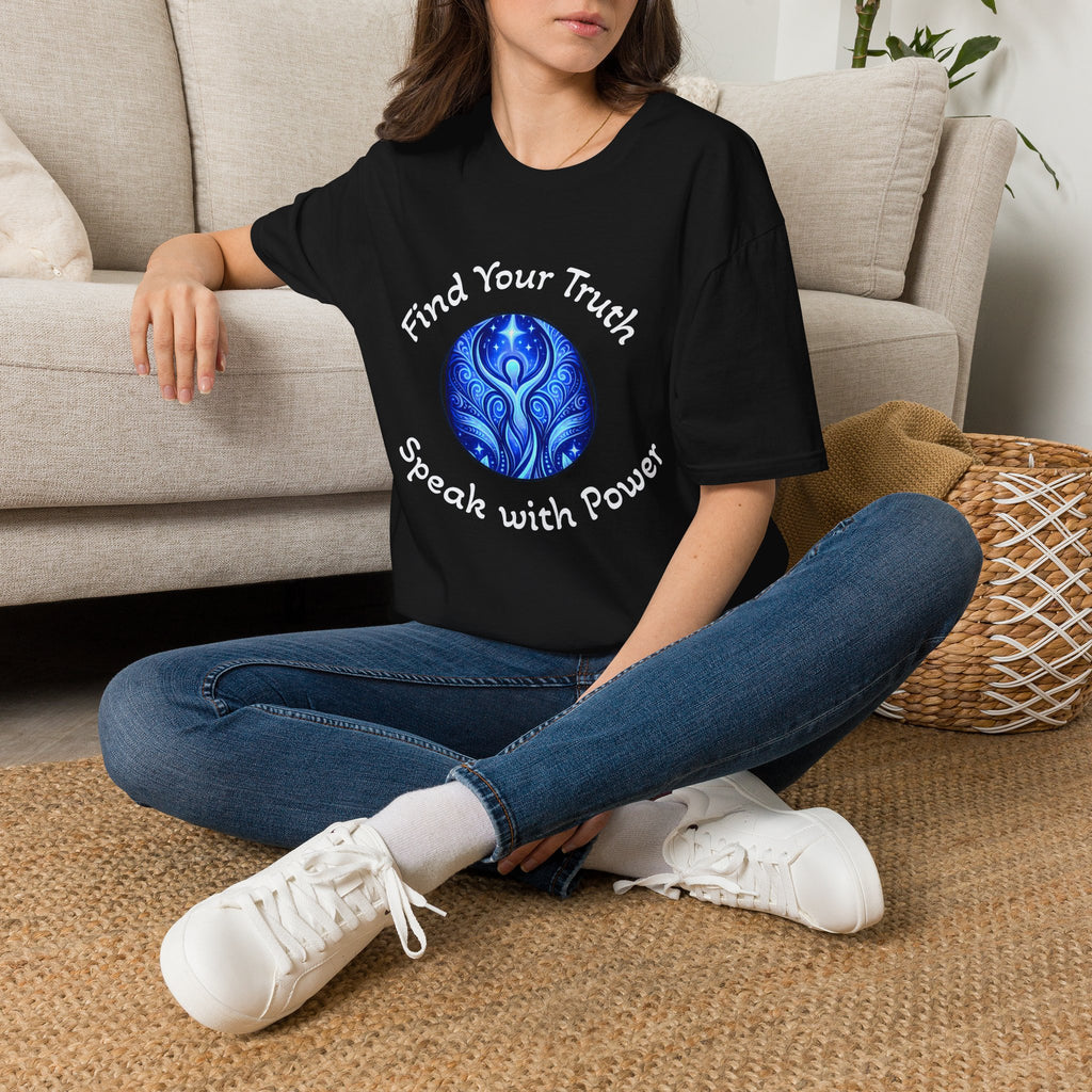 Find Your Truth T-Shirt — Spiritual Blue Mandala Tee ("Find Your Truth" / "Speak with Power")