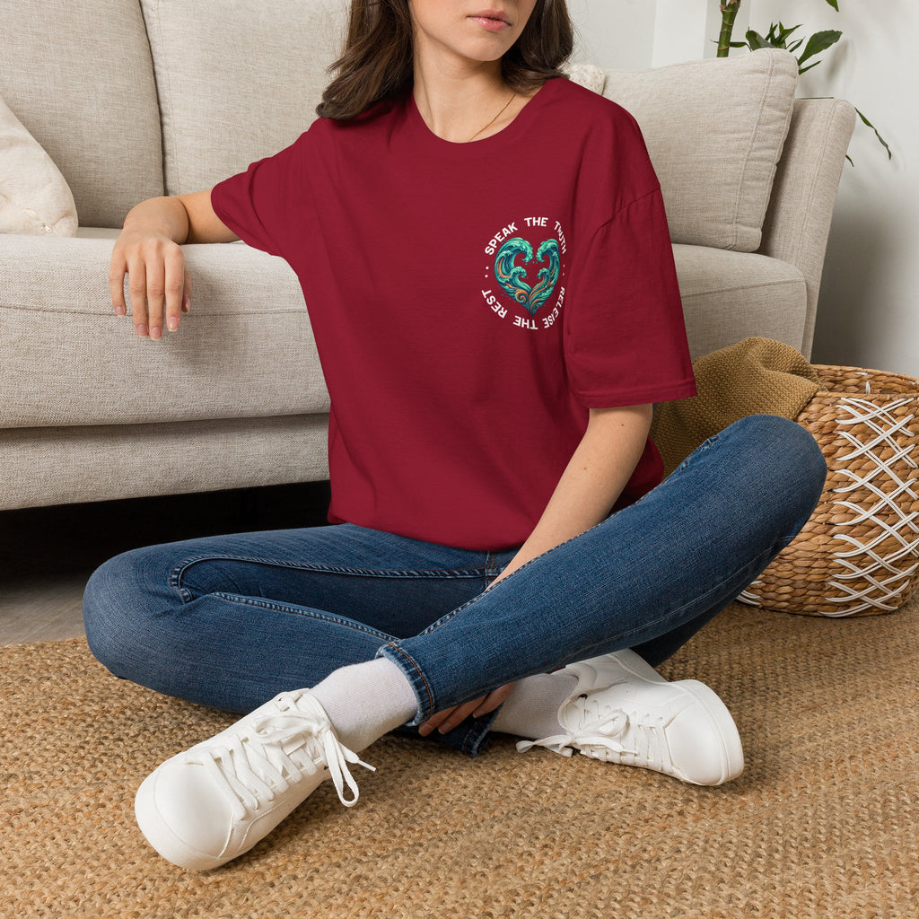 T-Shirt — "Speak the Truth, Ease the Rest" Heart Wave Graphic