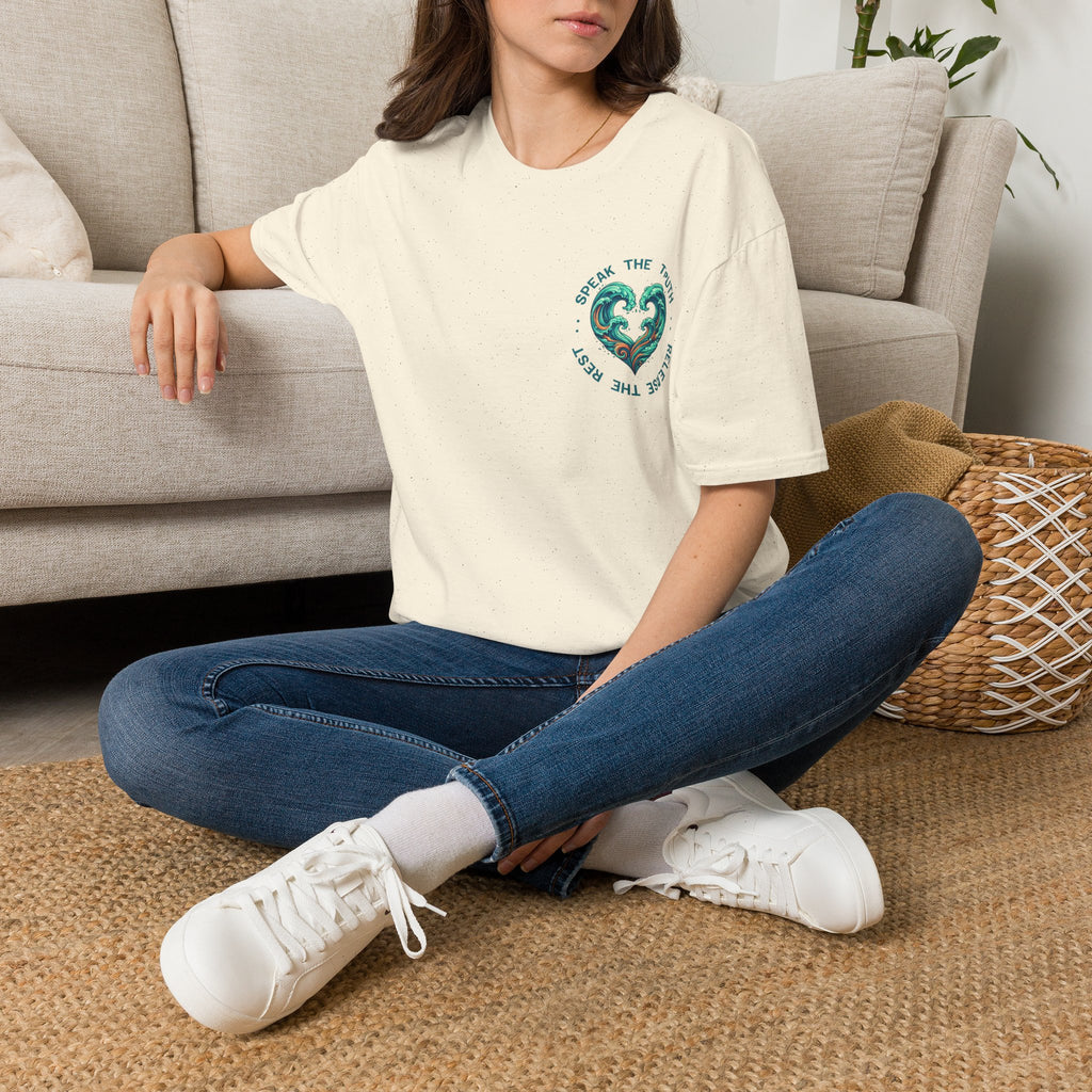 T-Shirt — "Speak the Truth, Ease the Rest" Heart Wave Graphic