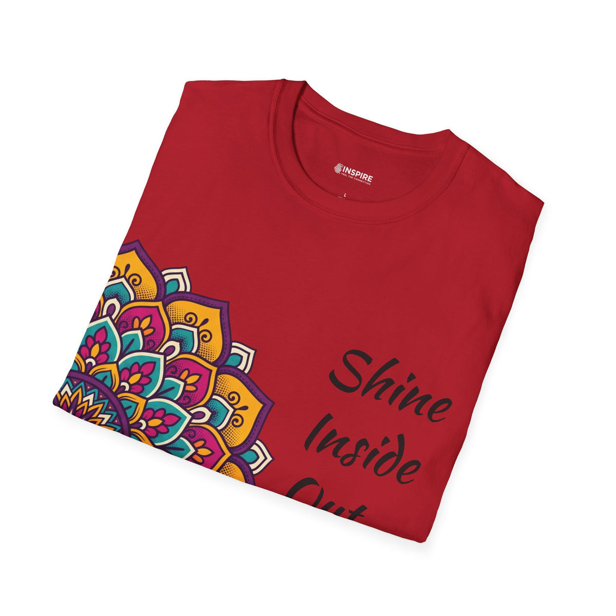 Mandala Half-Print T-Shirt — Colorful Boho Graphic Tee