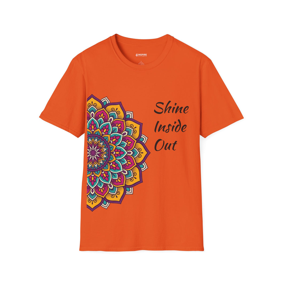 Mandala Half-Print T-Shirt — Colorful Boho Graphic Tee