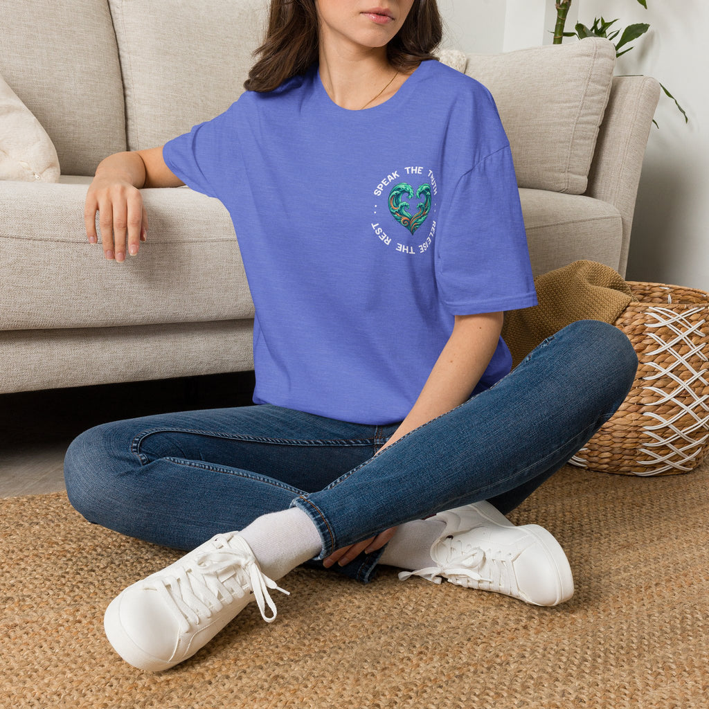 T-Shirt — "Speak the Truth, Ease the Rest" Heart Wave Graphic