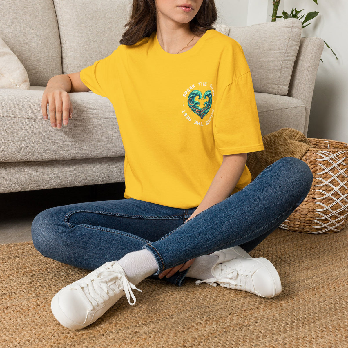 T-Shirt — "Speak the Truth, Ease the Rest" Heart Wave Graphic