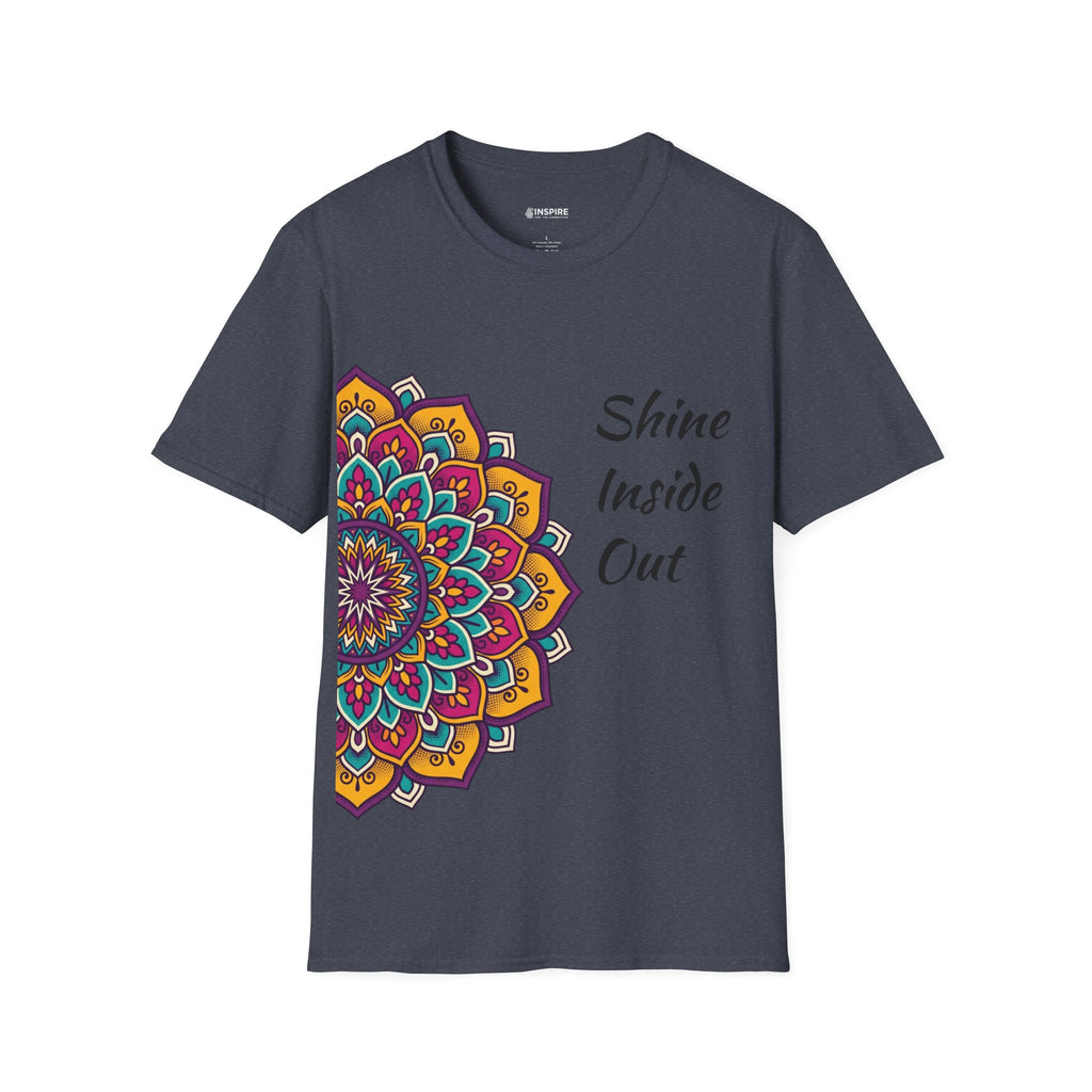 Mandala Half-Print T-Shirt — Colorful Boho Graphic Tee