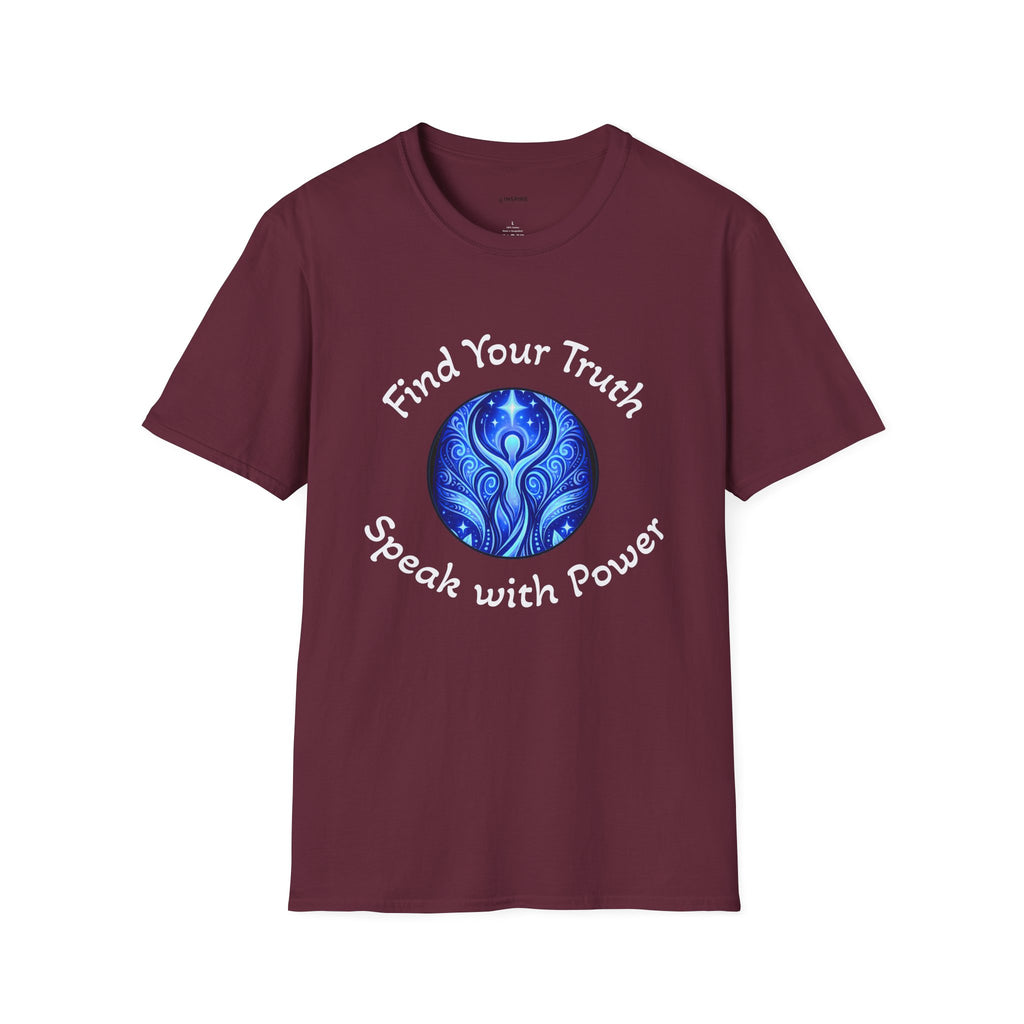 Find Your Truth T-Shirt — Spiritual Blue Mandala Tee ("Find Your Truth" / "Speak with Power")