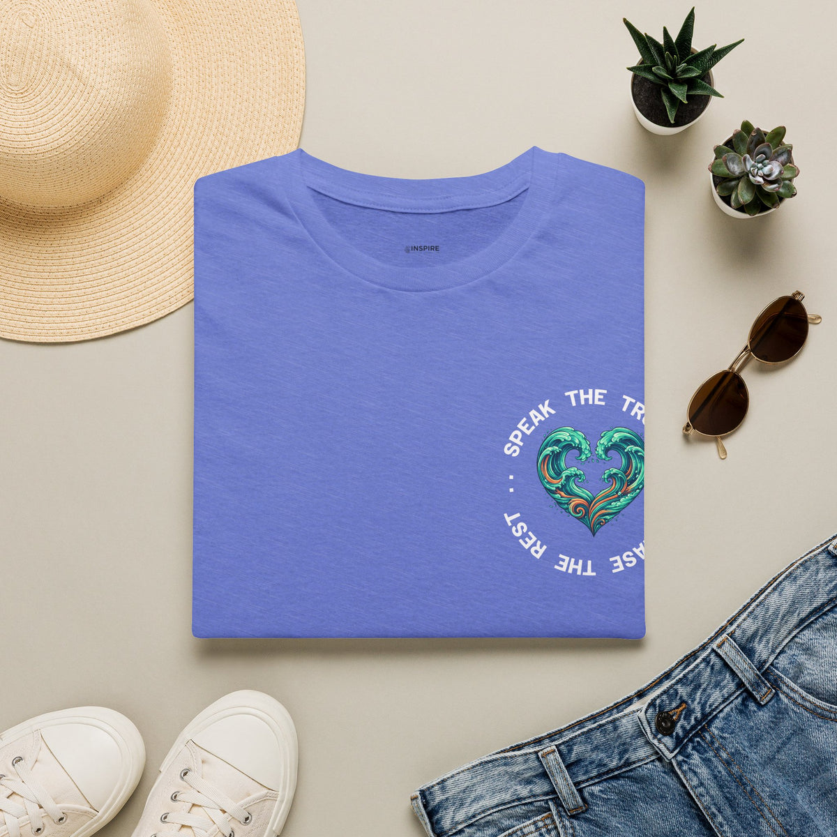 T-Shirt — "Speak the Truth, Ease the Rest" Heart Wave Graphic