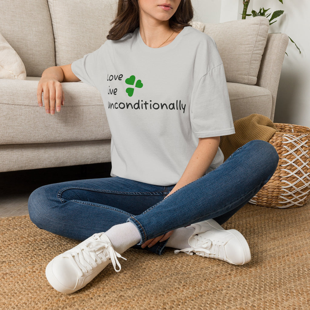 Love Unconditionally T-Shirt — Green Clover Heart Inspirational Tee
