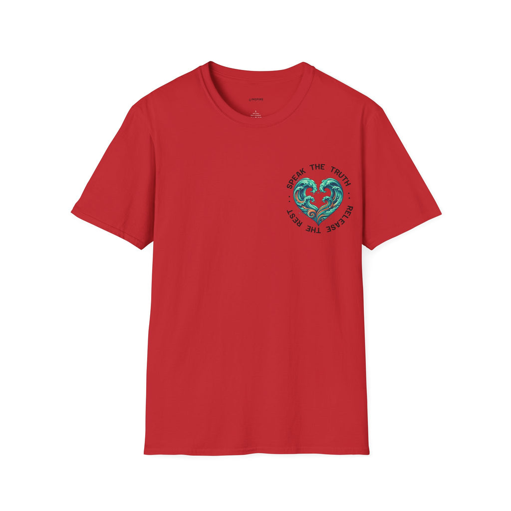 T-Shirt — "Speak the Truth, Ease the Rest" Heart Wave Graphic