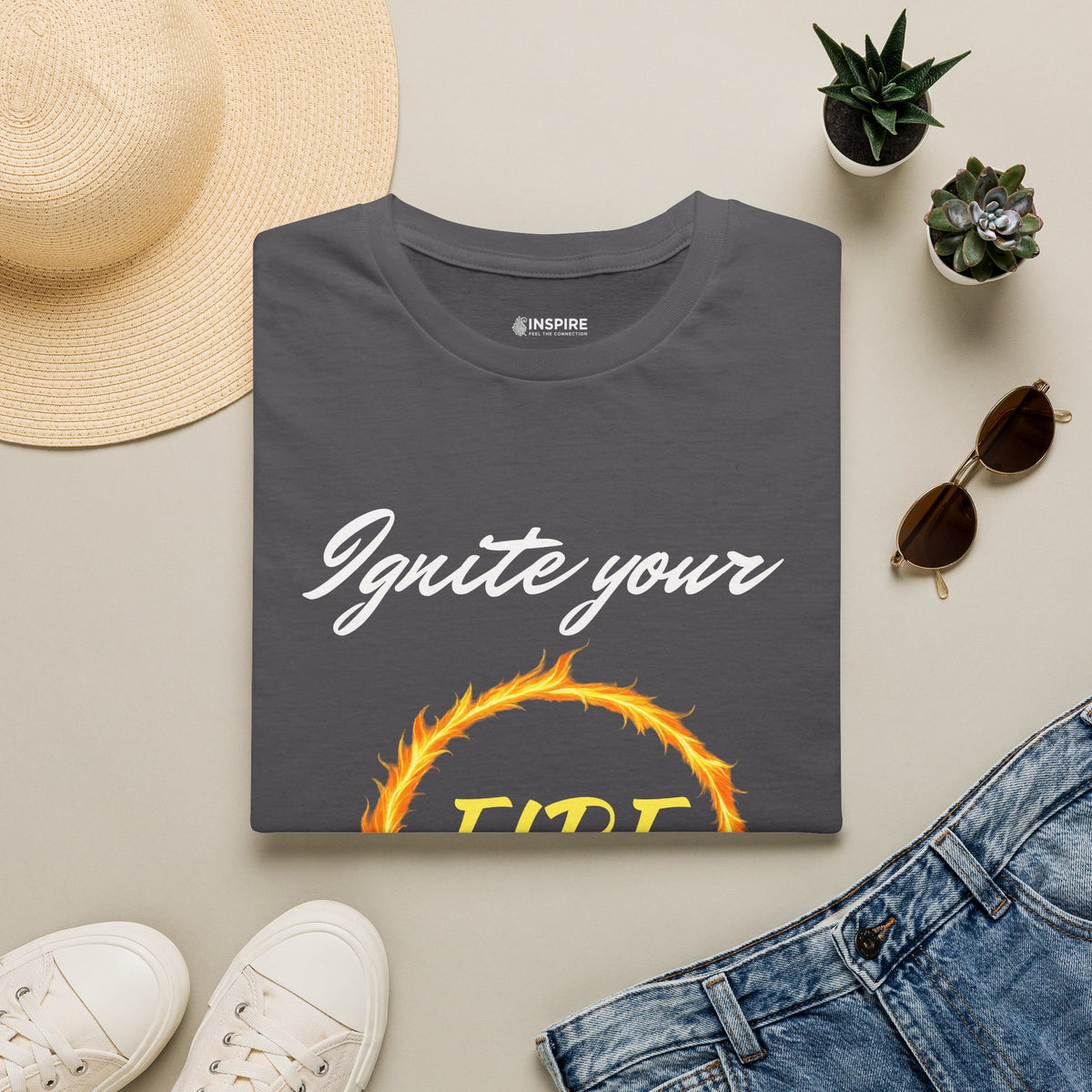 Ignite Your Fire T-Shirt — Motivational Flame Graphic Tee