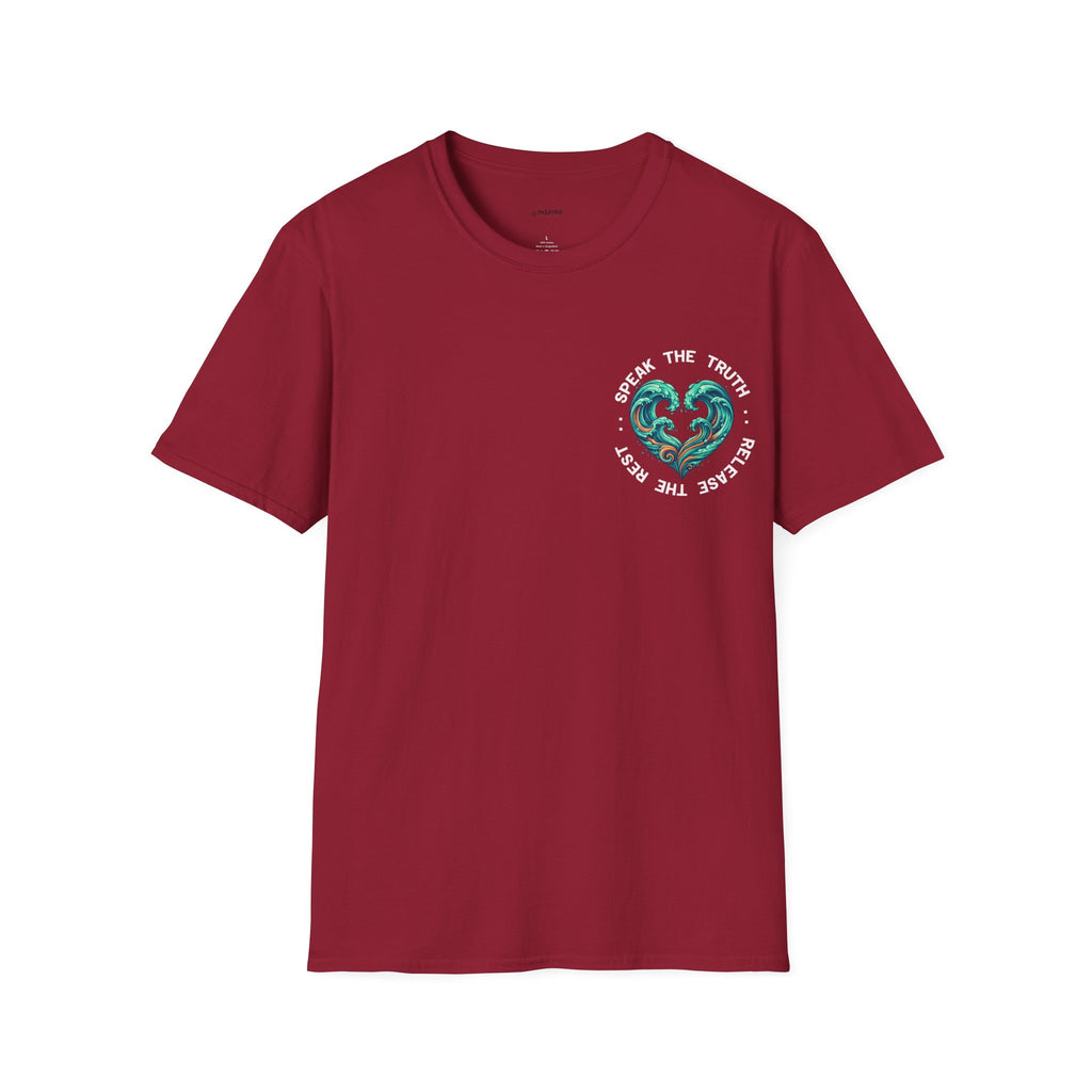 T-Shirt — "Speak the Truth, Ease the Rest" Heart Wave Graphic