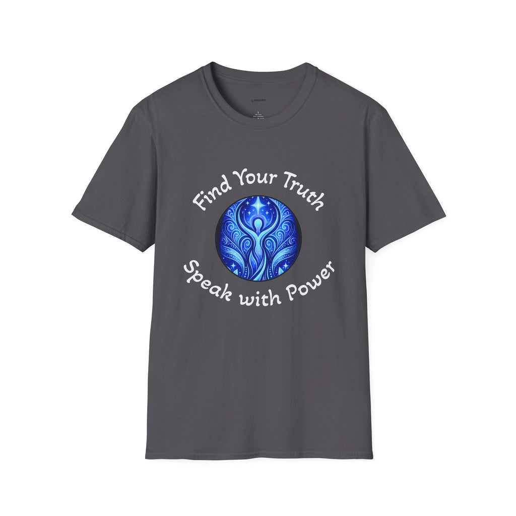 Find Your Truth T-Shirt — Spiritual Blue Mandala Tee ("Find Your Truth" / "Speak with Power")