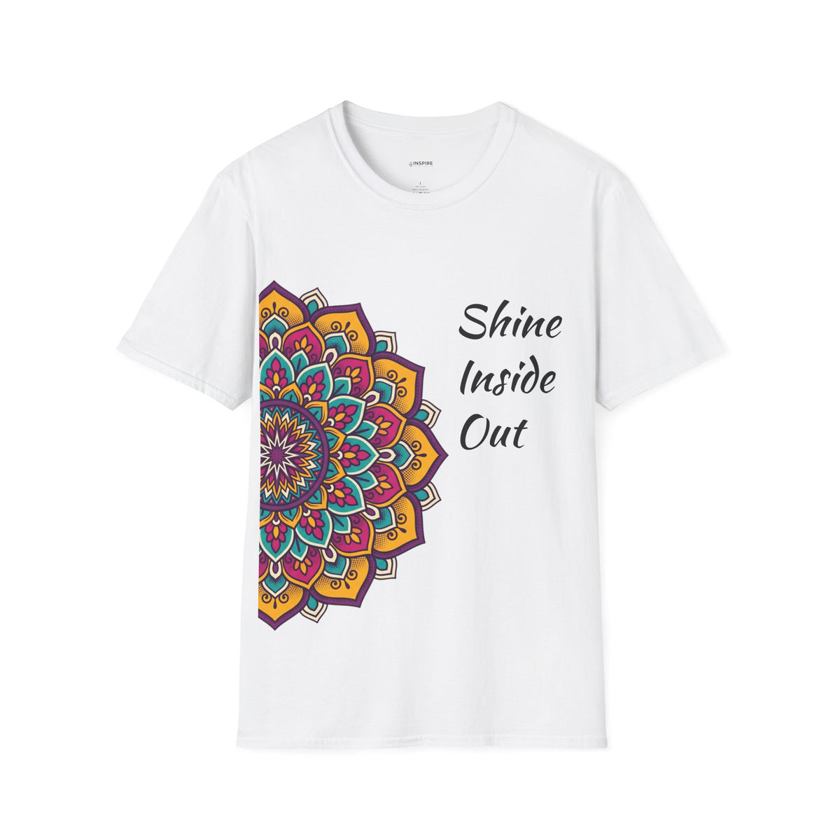 Mandala Half-Print T-Shirt — Colorful Boho Graphic Tee