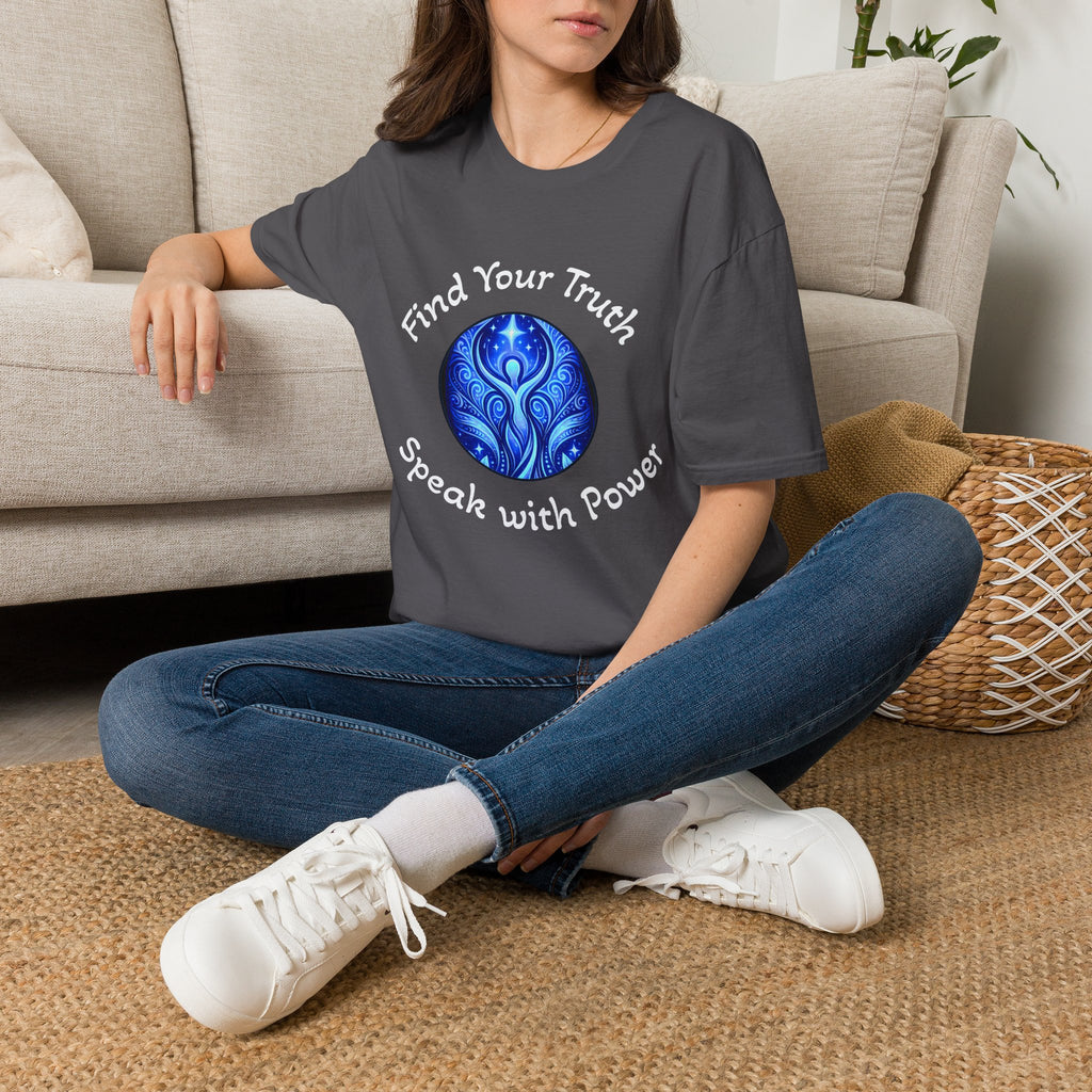 Find Your Truth T-Shirt — Spiritual Blue Mandala Tee ("Find Your Truth" / "Speak with Power")