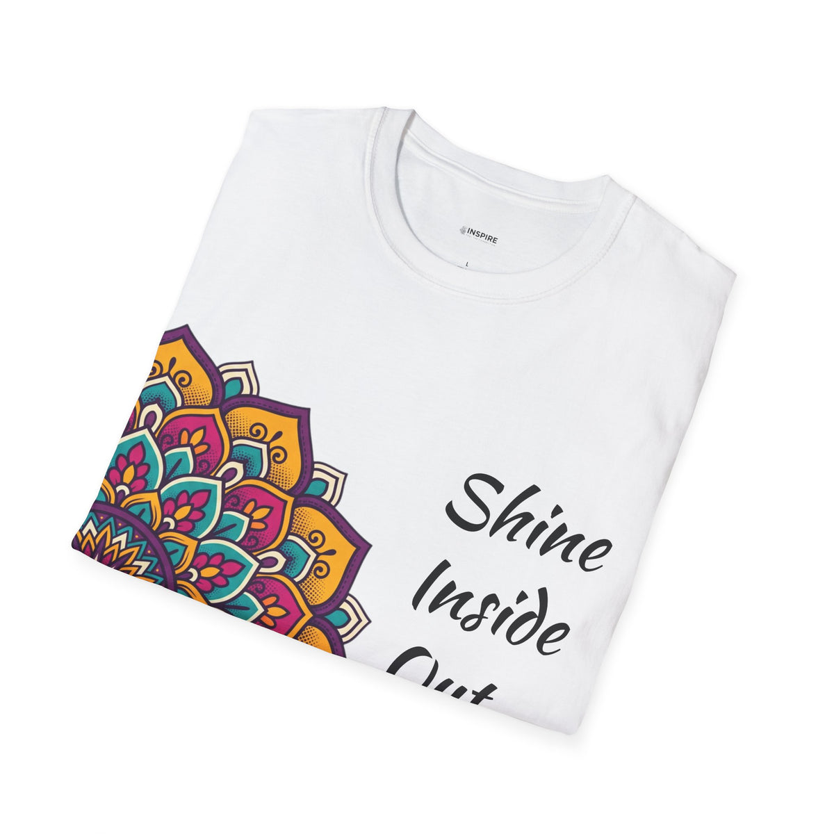 Mandala Half-Print T-Shirt — Colorful Boho Graphic Tee