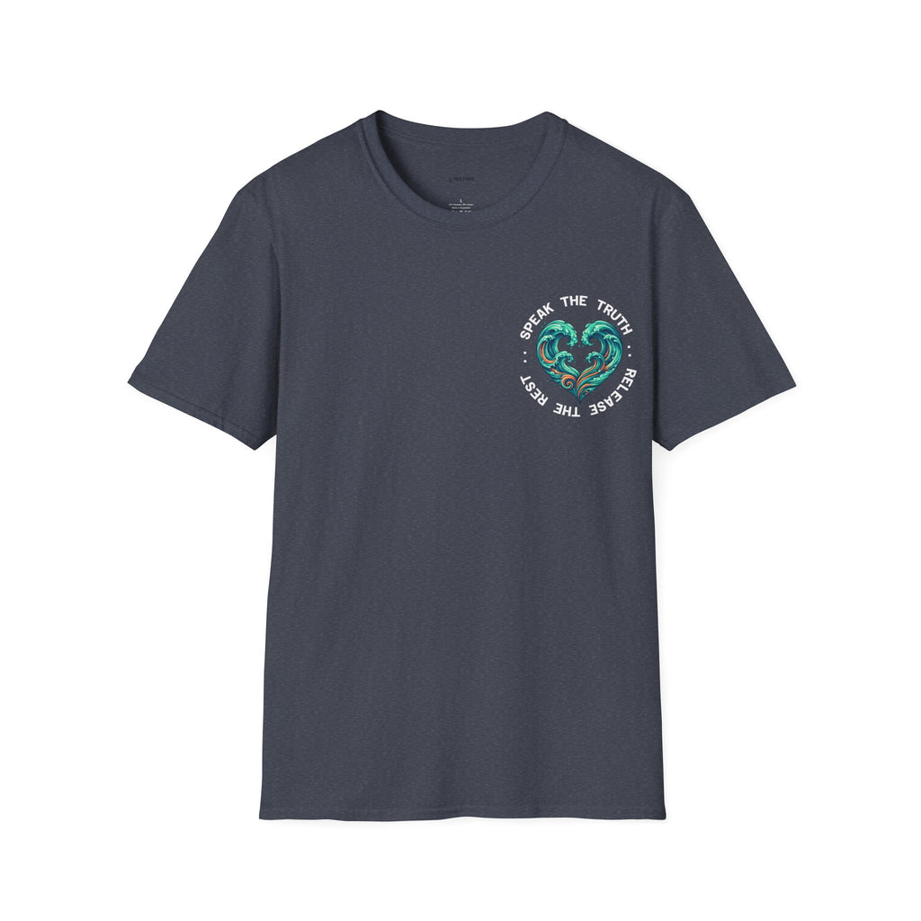 T-Shirt — "Speak the Truth, Ease the Rest" Heart Wave Graphic