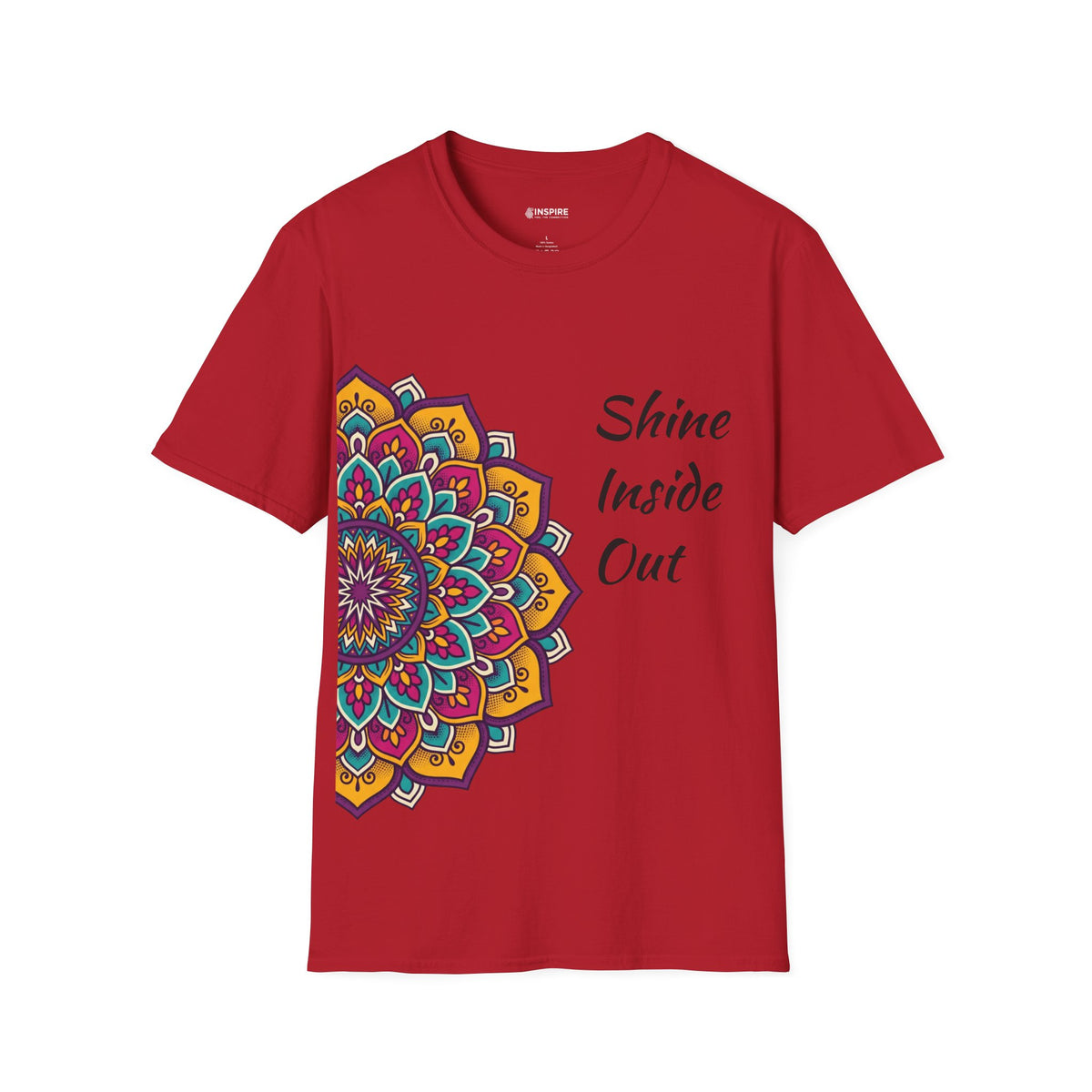 Mandala Half-Print T-Shirt — Colorful Boho Graphic Tee