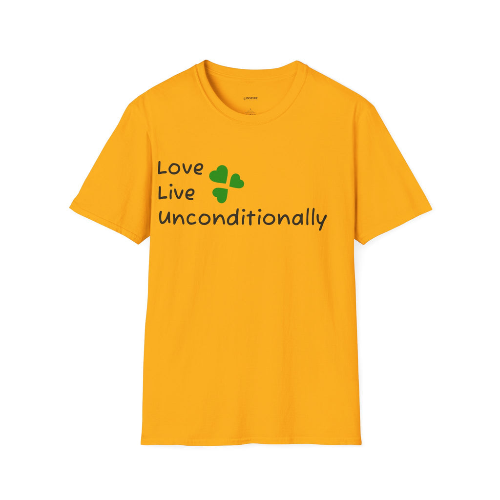 Love Unconditionally T-Shirt — Green Clover Heart Inspirational Tee