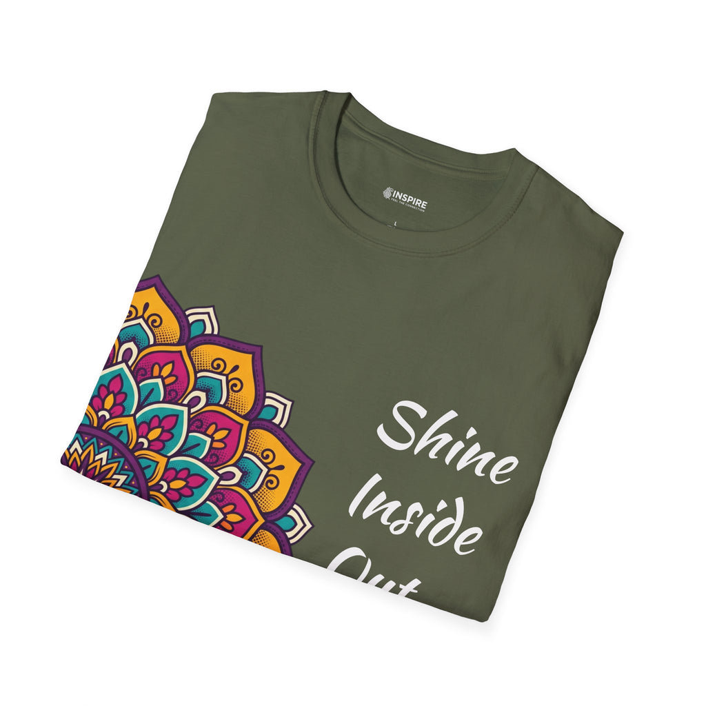 Mandala Half-Print T-Shirt — Colorful Boho Graphic Tee