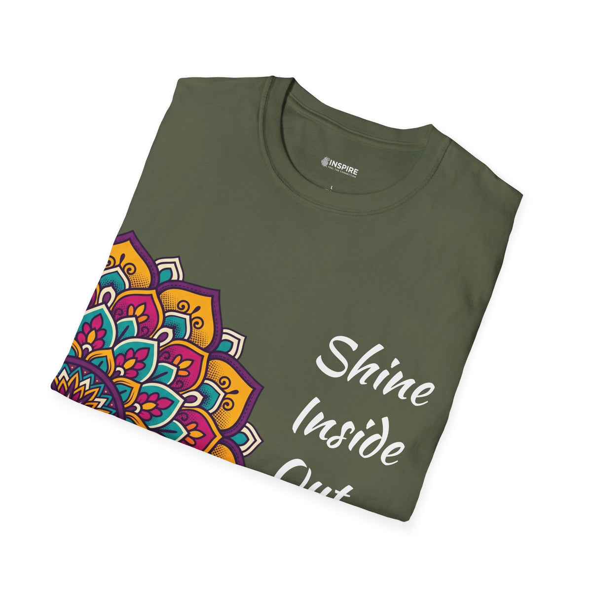 Mandala Half-Print T-Shirt — Colorful Boho Graphic Tee