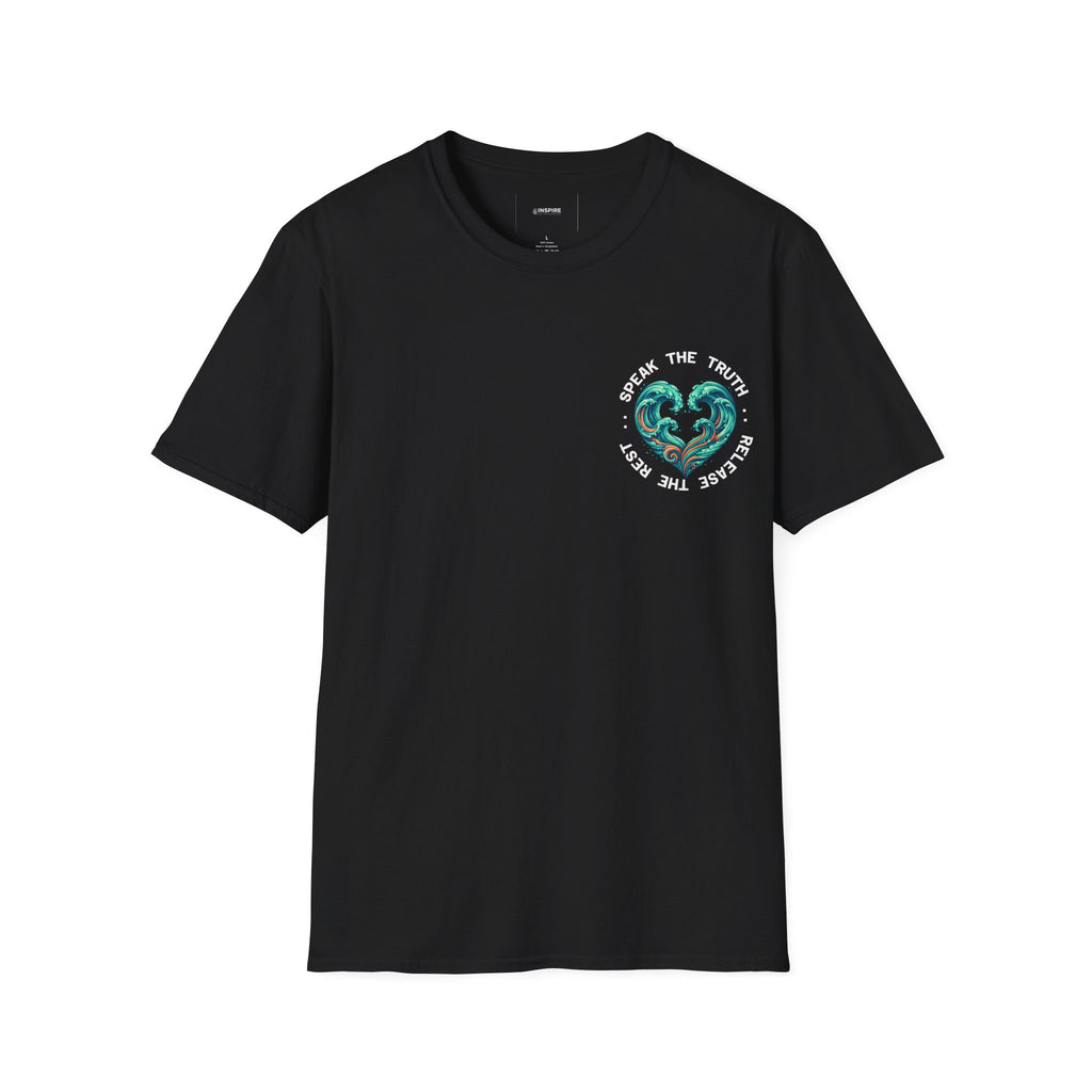 T-Shirt — "Speak the Truth, Ease the Rest" Heart Wave Graphic