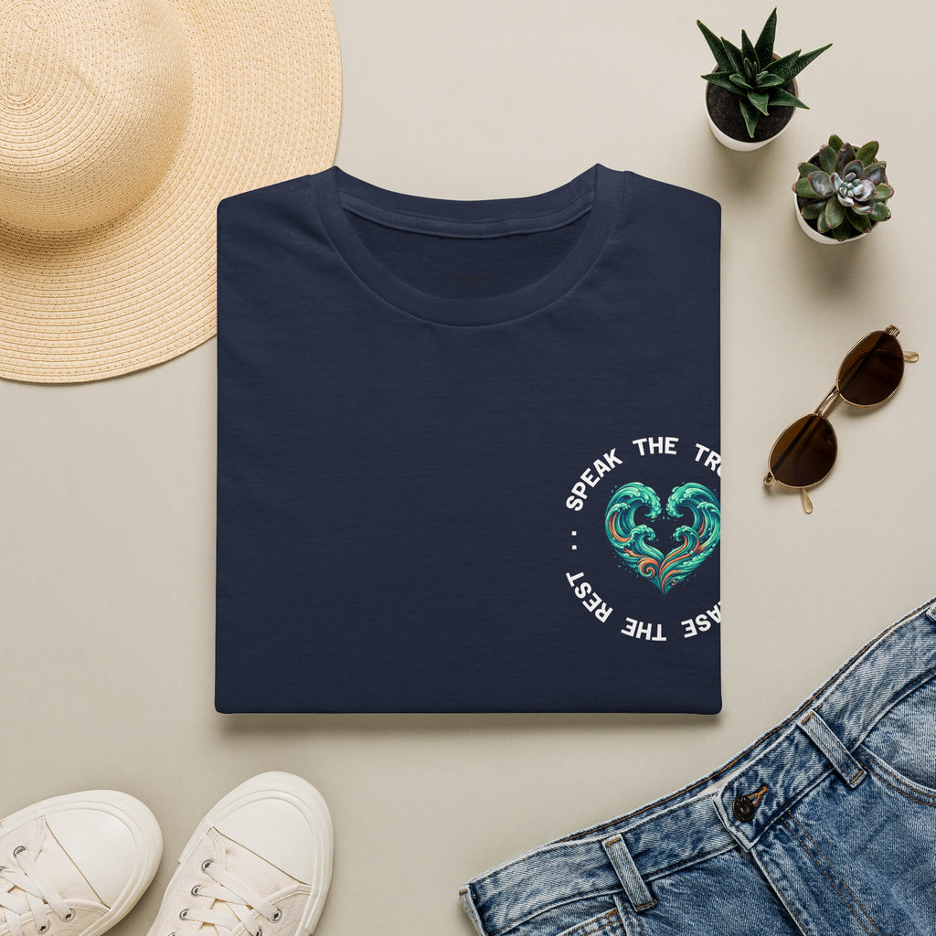 T-Shirt — "Speak the Truth, Ease the Rest" Heart Wave Graphic