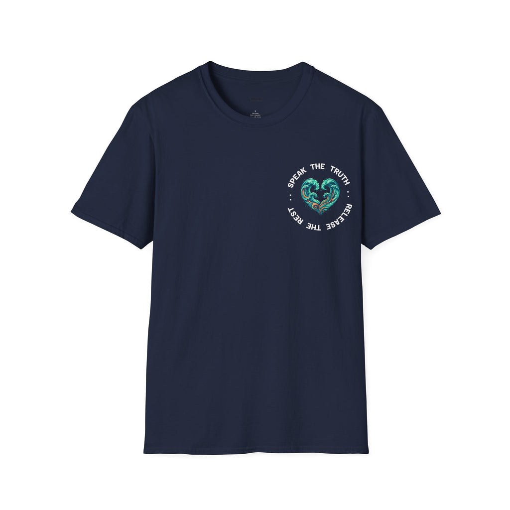 T-Shirt — "Speak the Truth, Ease the Rest" Heart Wave Graphic