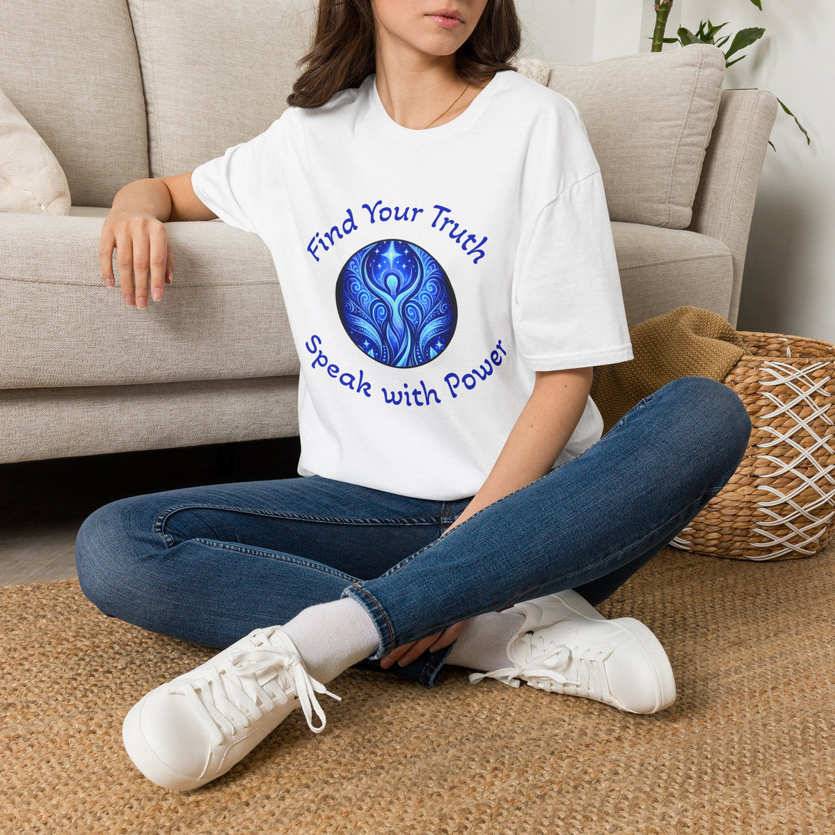 Find Your Truth T-Shirt — Spiritual Blue Mandala Tee ("Find Your Truth" / "Speak with Power")