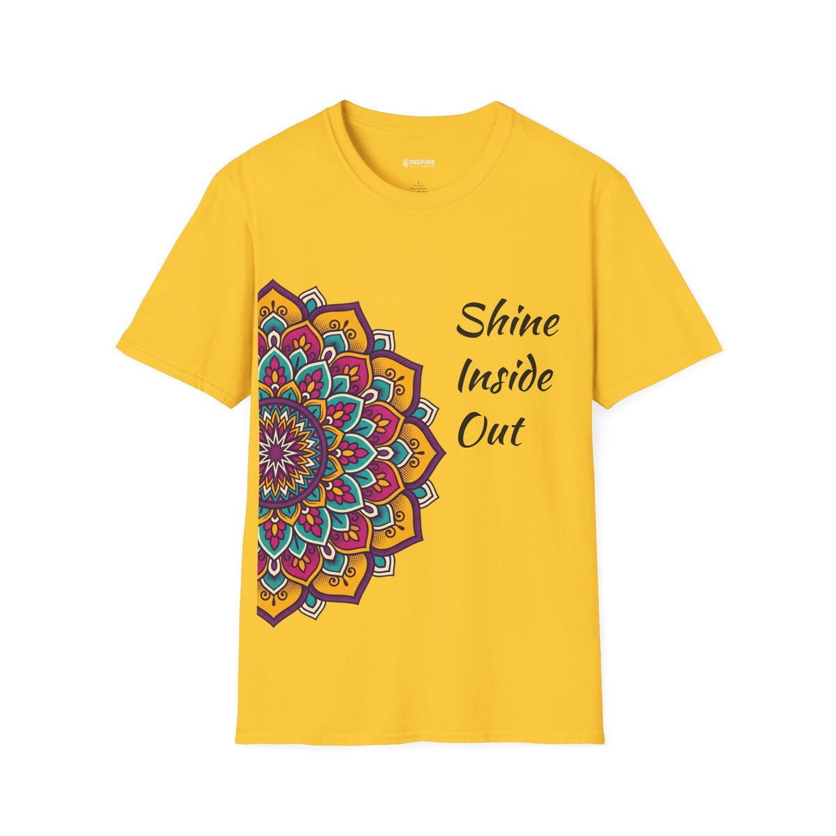 Mandala Half-Print T-Shirt — Colorful Boho Graphic Tee