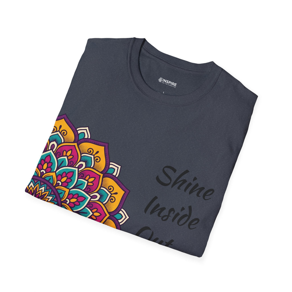 Mandala Half-Print T-Shirt — Colorful Boho Graphic Tee