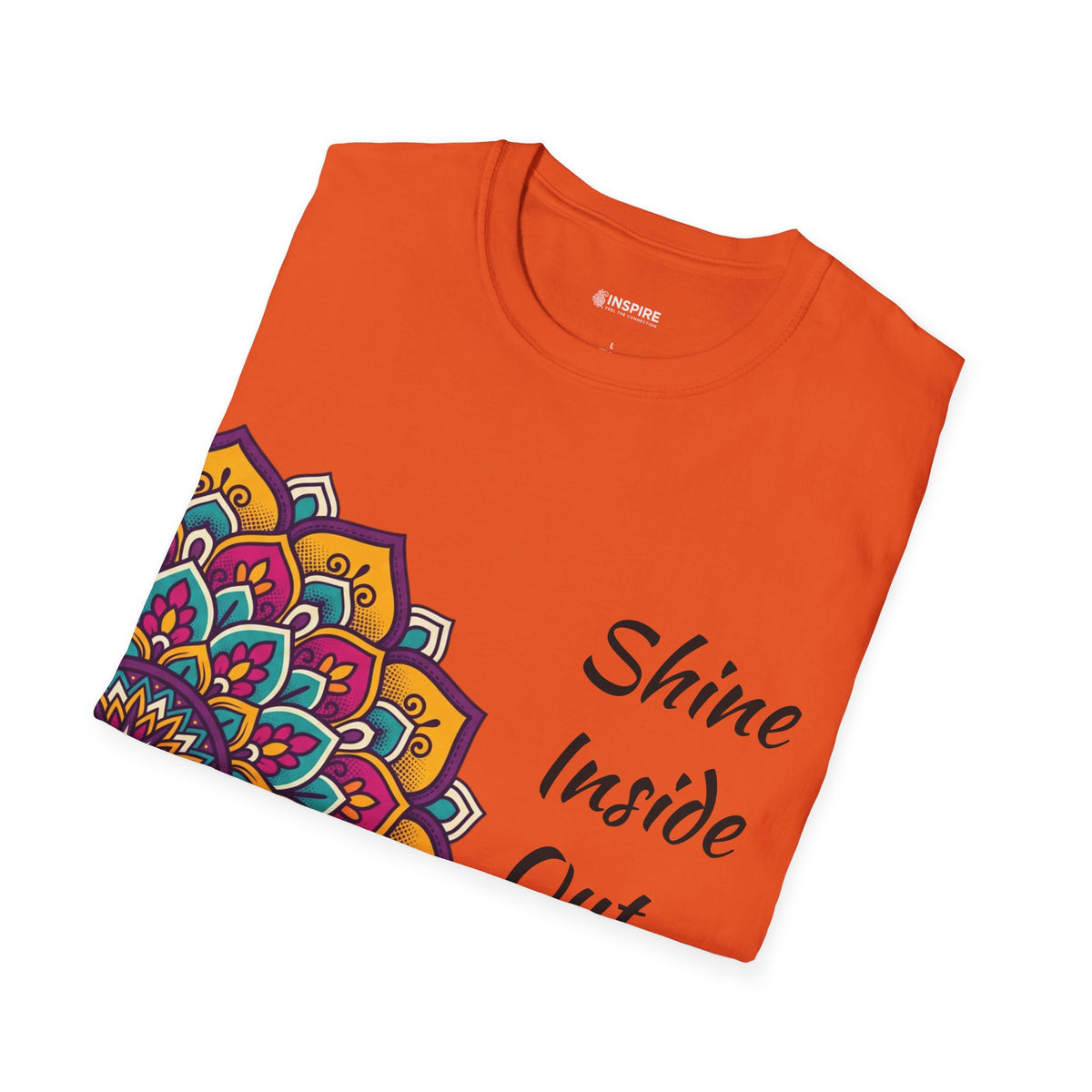 Mandala Half-Print T-Shirt — Colorful Boho Graphic Tee
