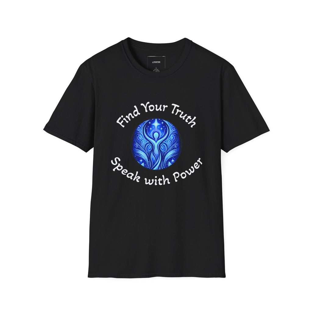 Find Your Truth T-Shirt — Spiritual Blue Mandala Tee ("Find Your Truth" / "Speak with Power")