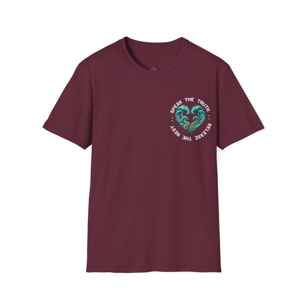 T-Shirt — "Speak the Truth, Ease the Rest" Heart Wave Graphic