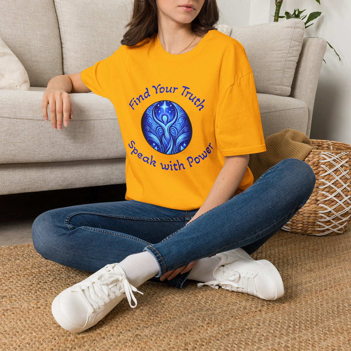 Find Your Truth T-Shirt — Spiritual Blue Mandala Tee ("Find Your Truth" / "Speak with Power")