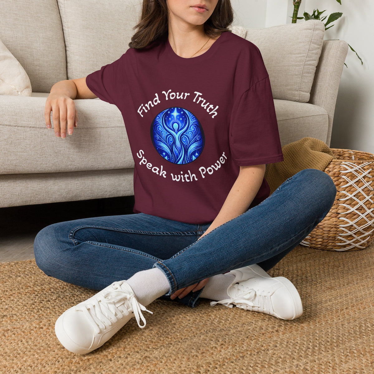 Find Your Truth T-Shirt — Spiritual Blue Mandala Tee ("Find Your Truth" / "Speak with Power")