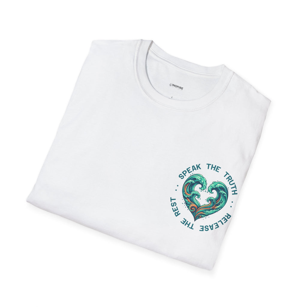 T-Shirt — "Speak the Truth, Ease the Rest" Heart Wave Graphic
