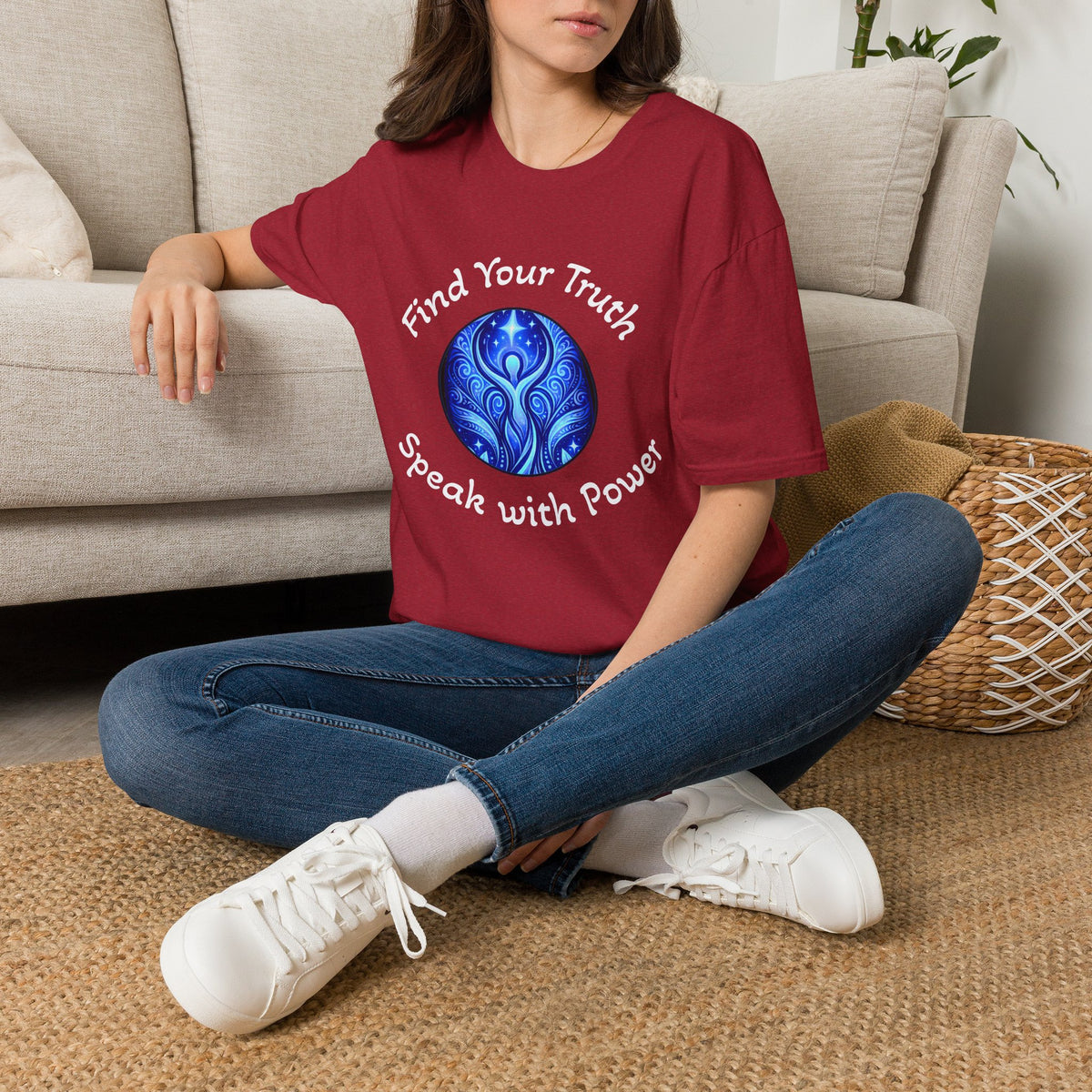 Find Your Truth T-Shirt — Spiritual Blue Mandala Tee ("Find Your Truth" / "Speak with Power")
