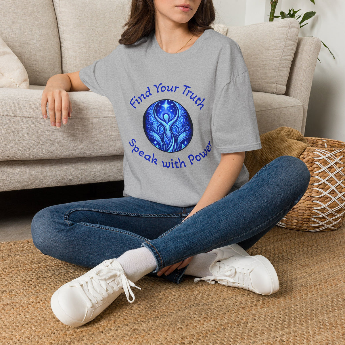 Find Your Truth T-Shirt — Spiritual Blue Mandala Tee ("Find Your Truth" / "Speak with Power")