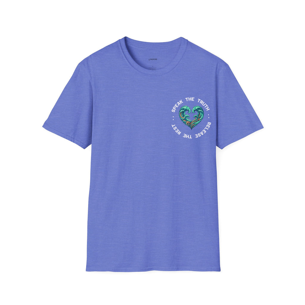 T-Shirt — "Speak the Truth, Ease the Rest" Heart Wave Graphic