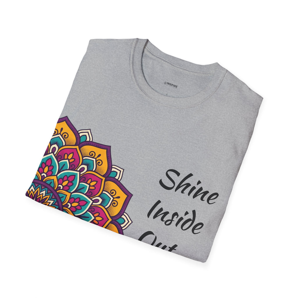 Mandala Half-Print T-Shirt — Colorful Boho Graphic Tee