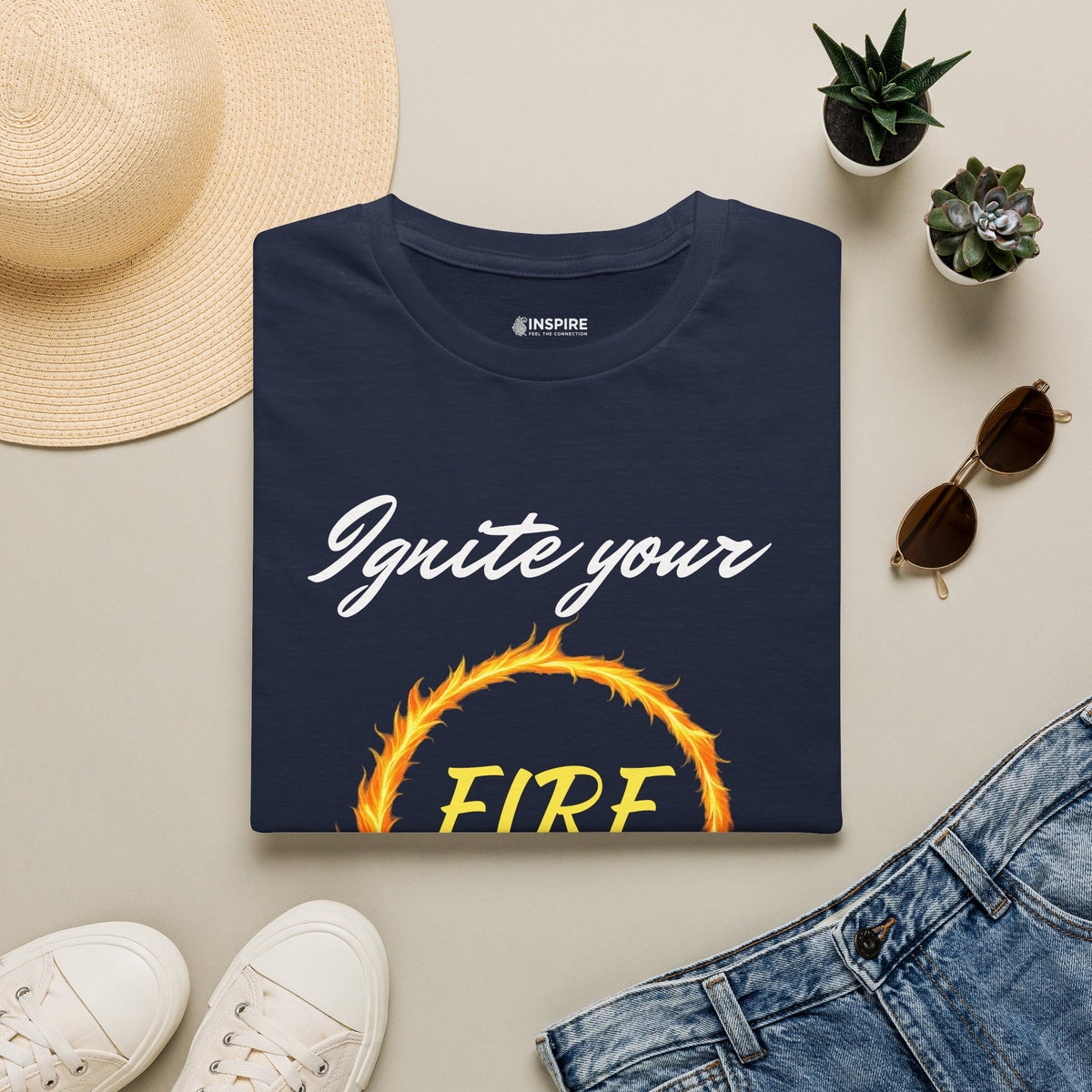 Ignite Your Fire T-Shirt — Motivational Flame Graphic Tee